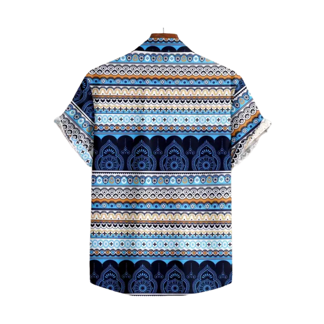 Bold Pairs Men's Ethnic Motif Printed Short Sleeve Shirt | Beachwear & Party Wear