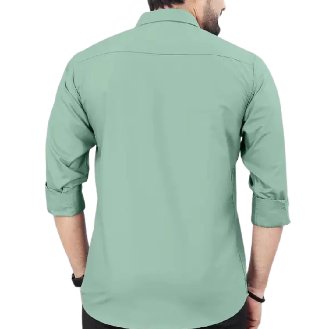 Bold Lion Crest Sage Green Cotton Shirt