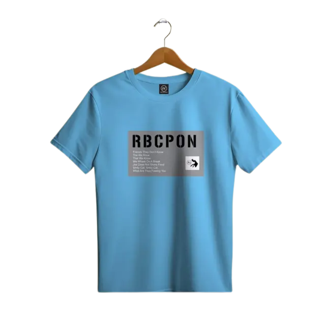 Bold Pairs Men's Combo Printed Cotton T-Shirts - Mustard Yellow & Sky Blue (Pack of 2)