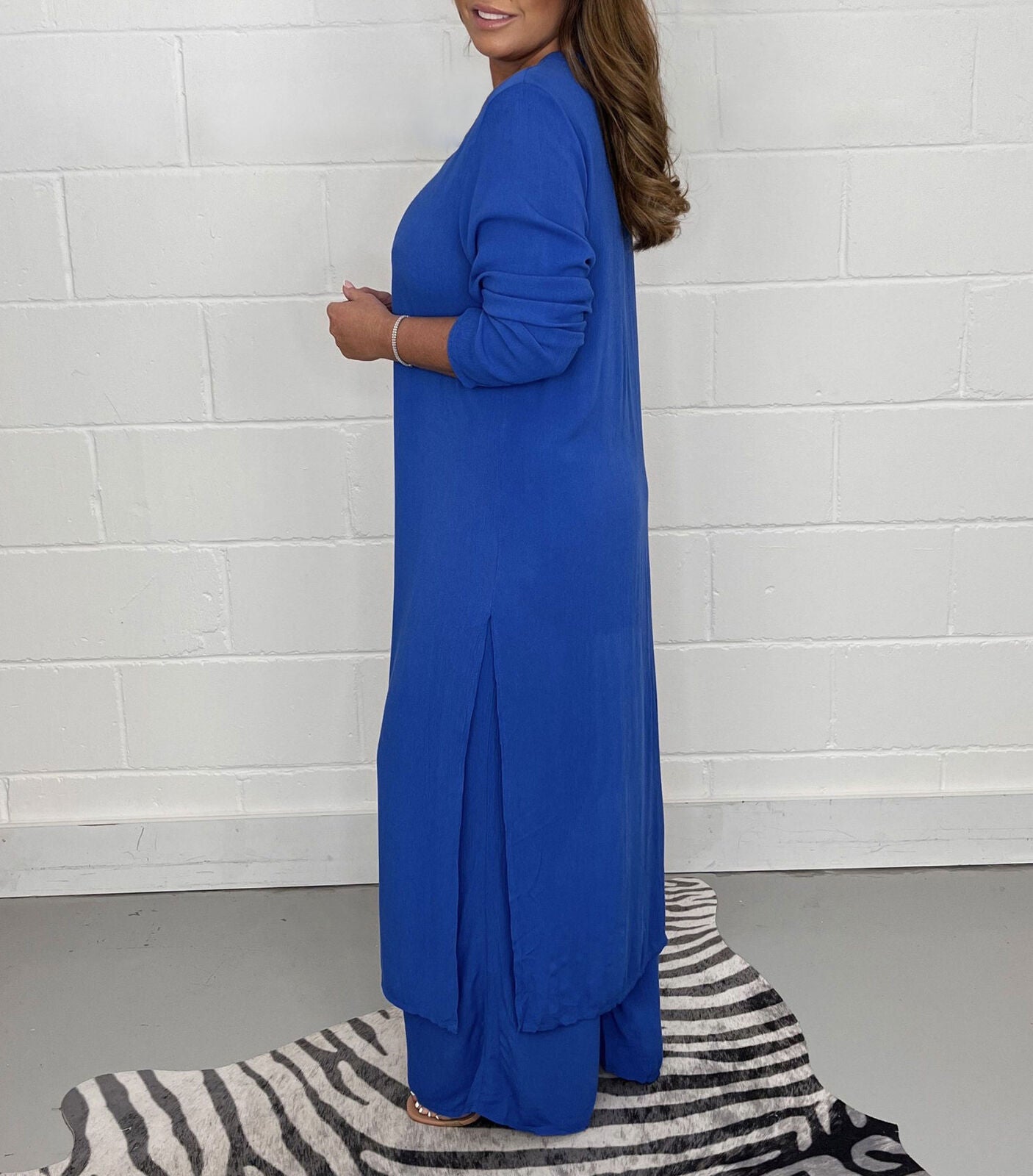 BoldPairs Summer 2-Piece V-Neck Co-Ord Set – Long Split Top & Trousers Outfit