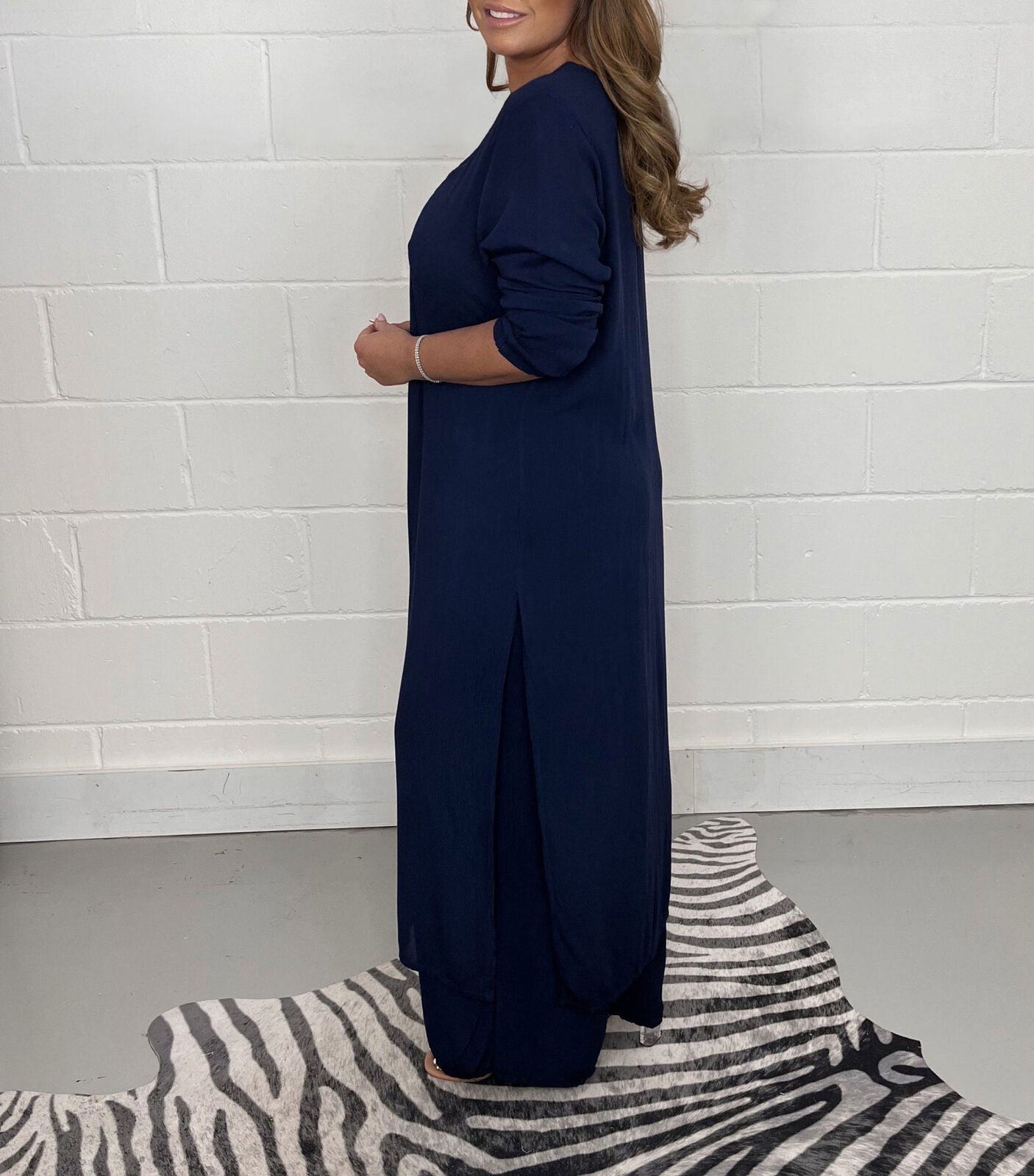 BoldPairs Summer 2-Piece V-Neck Co-Ord Set – Long Split Top & Trousers Outfit
