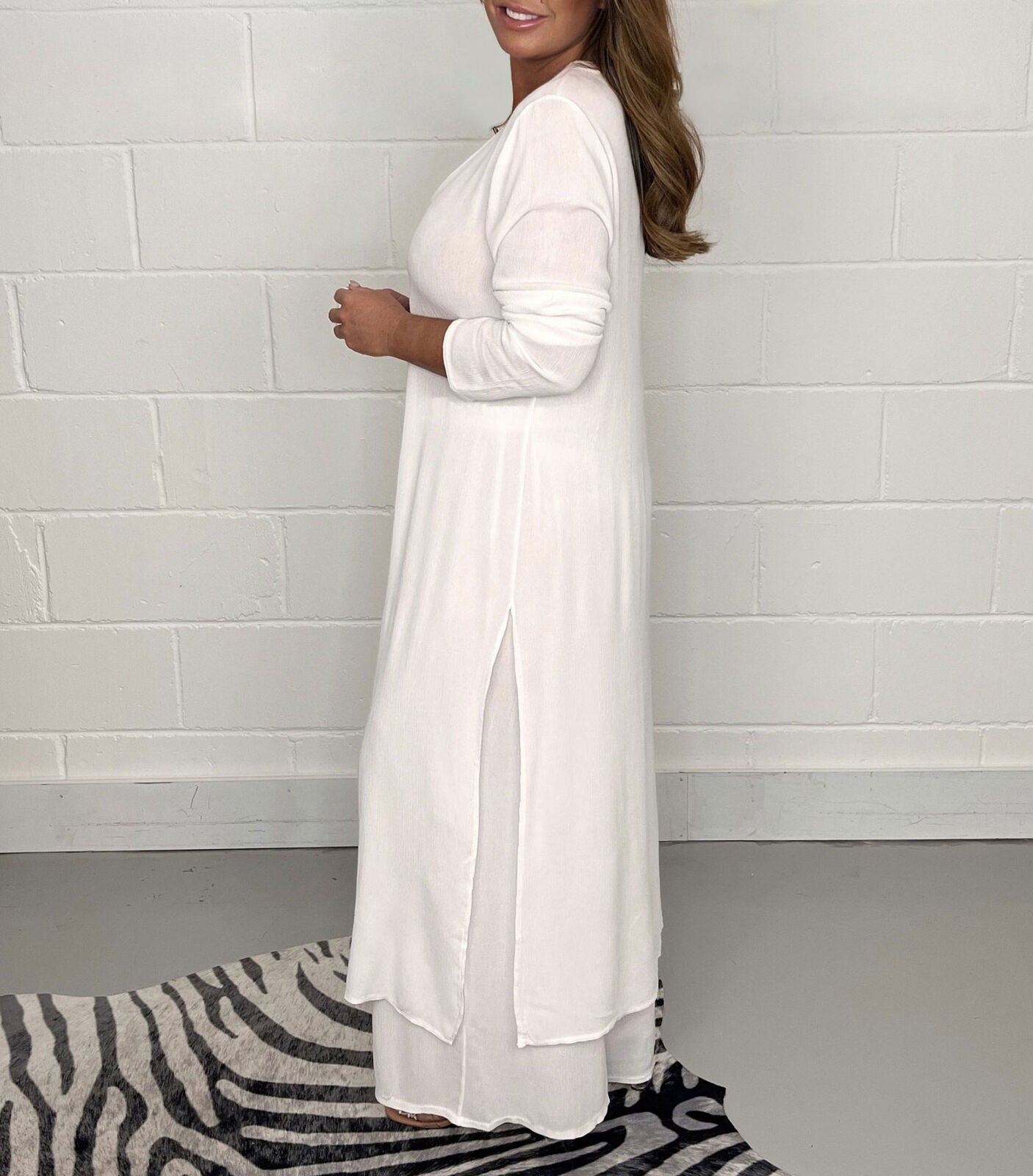 BoldPairs Summer 2-Piece V-Neck Co-Ord Set – Long Split Top & Trousers Outfit