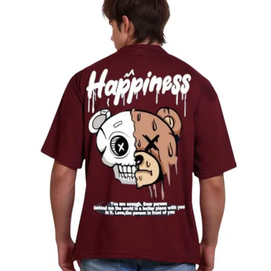 Happiness Graphic Oversized T-Shirt for Men