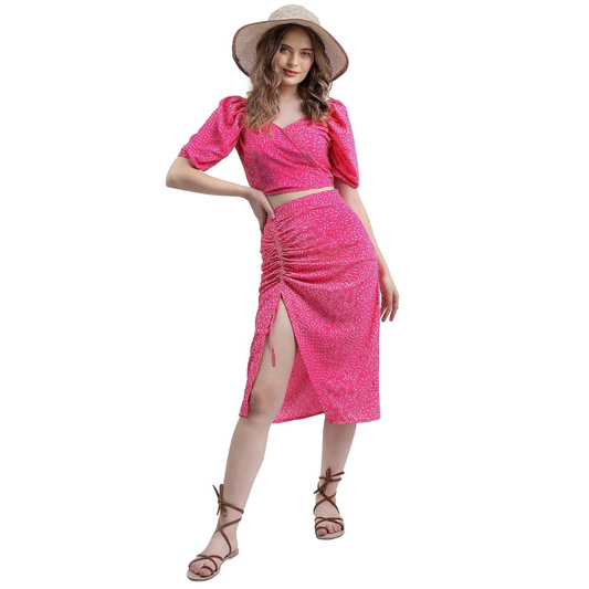 BoldPairs Women Regular Fit Printed Short Sleeve Co-Ord Set