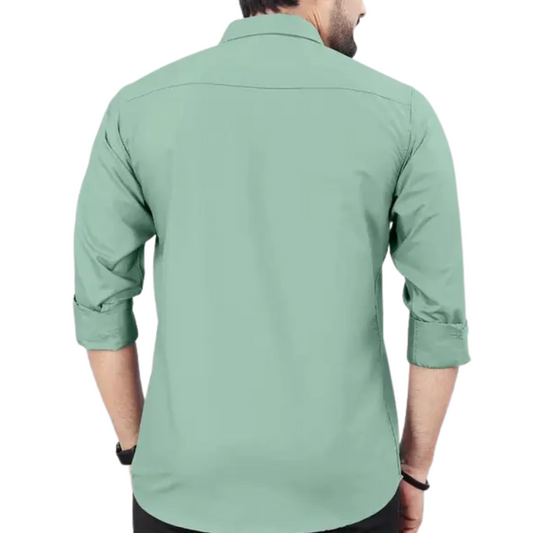 Bold Lion Crest Sage Green Cotton Shirt