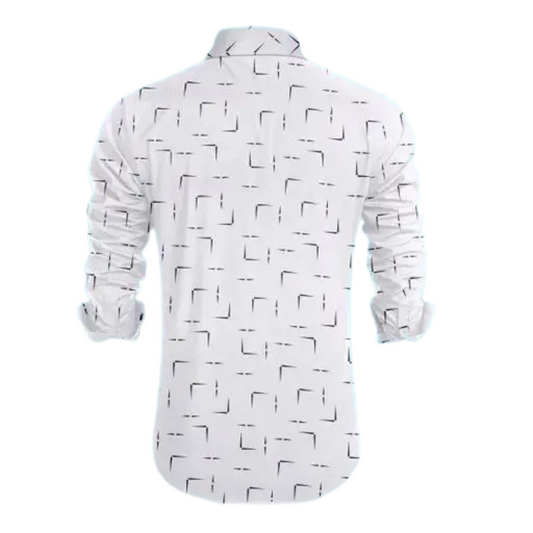 Monochrome Grid Printed Cotton Shirt for Men