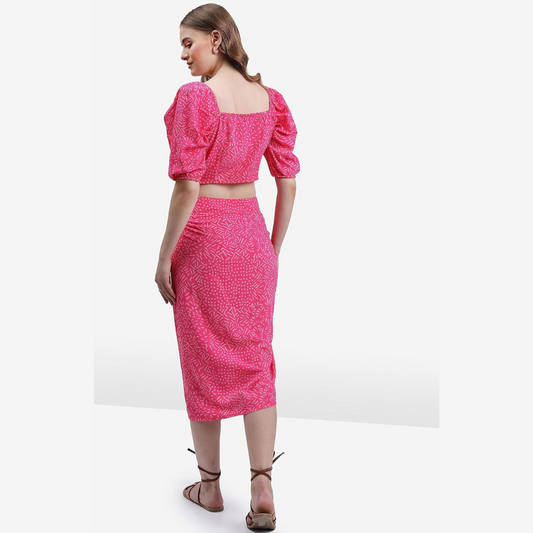 BoldPairs Women Regular Fit Printed Short Sleeve Co-Ord Set