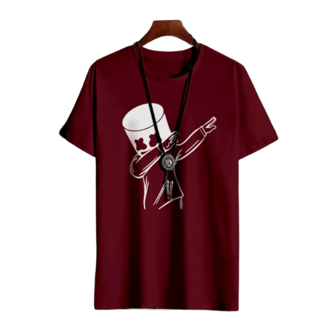 Bold Pairs Men's Printed Cotton T-Shirts - Pack of 3 | Maroon, Orange, Navy | Casual Regular Fit