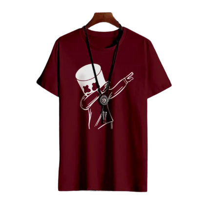 Bold Pairs Men's Printed Cotton T-Shirts - Pack of 3 | Maroon, Orange, Navy | Casual Regular Fit