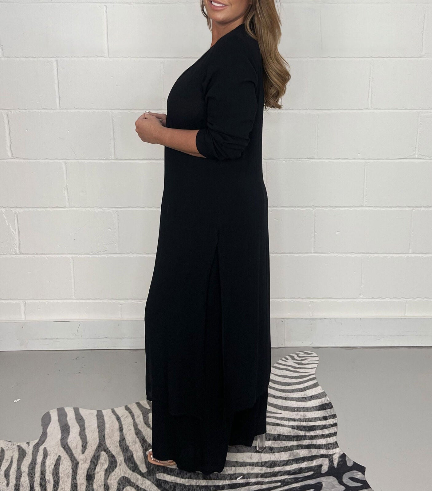 BoldPairs Summer 2-Piece V-Neck Co-Ord Set – Long Split Top & Trousers Outfit
